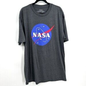 NASA Gray Blue Red Graphic Print Comfy T-Shirt Size 1X